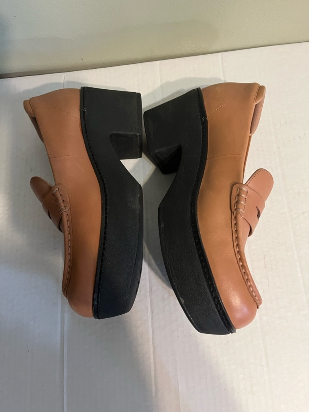 Fitflops Pilar platform Loafers Tan Leather Cush X Comfort Trendy Chunky US 9 - Picture 9 of 14